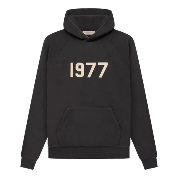 FEAR OF GOD - FEAR OF GOD ESSENTIALS 1977 HOODIE IRON - BLACK - Picture 1 of 2